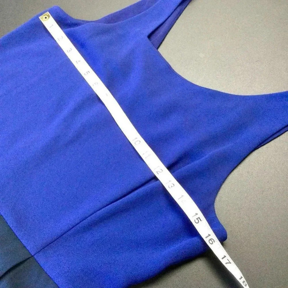 BCBGMAXARIA Womens Blue Black Colorblock Silk Blend Asymmetrical Dress Size 4 - Picture 7 of 11